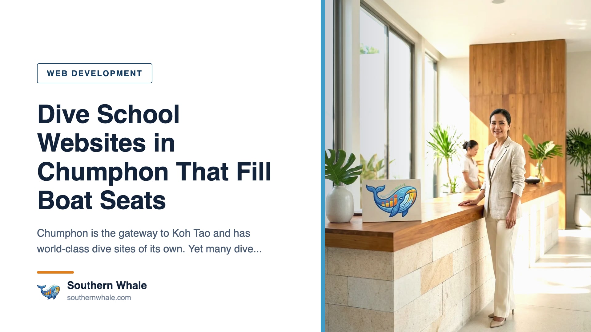 Chumphon dive school website — longtail dive boat at limestone islands