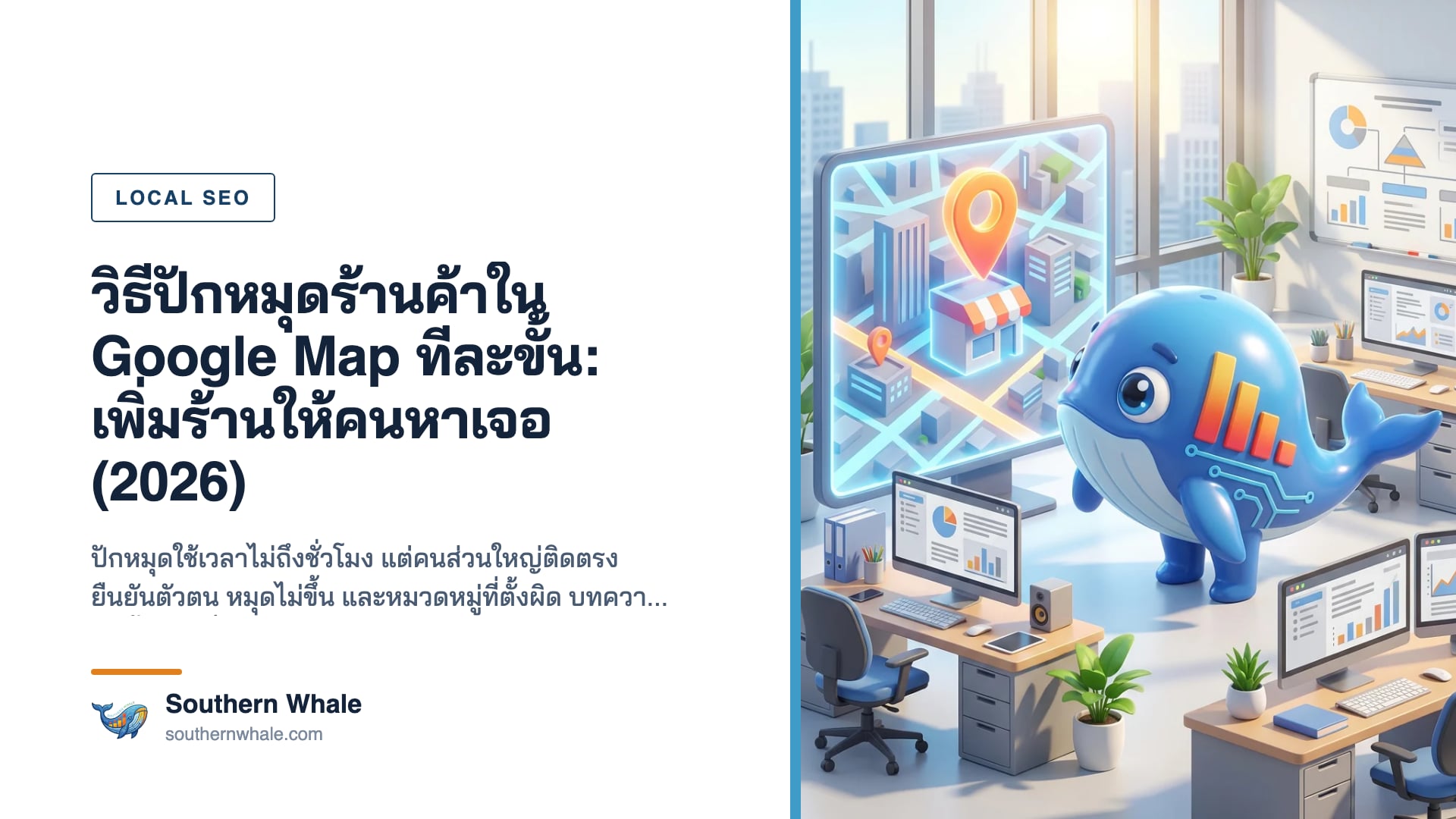 หน้าจอมือถือแสดงหมุดธุรกิจบน Google Map พร้อมข้อมูลร้านและปุ่มนำทาง