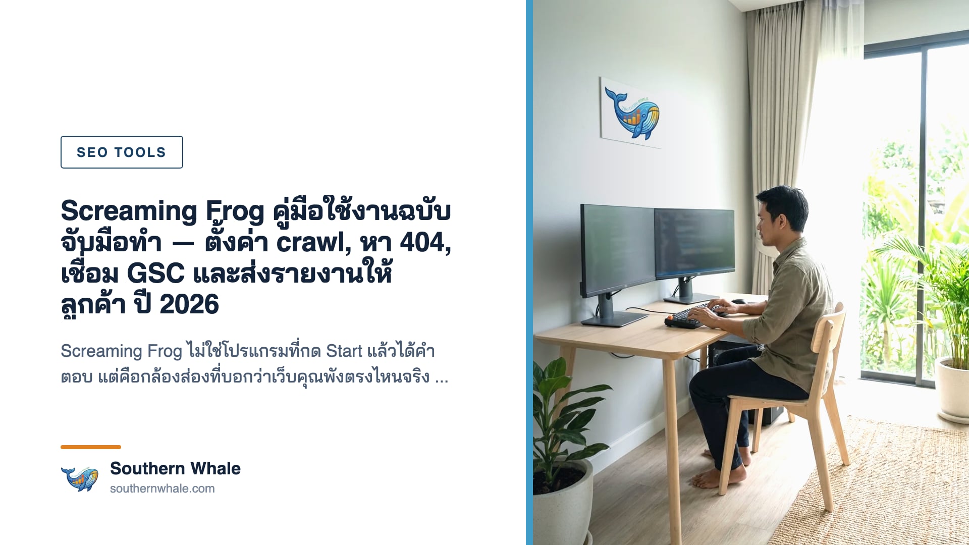 หน้าจอ Screaming Frog SEO Spider แสดงผล crawl เว็บไซต์ พร้อมคอลัมน์ Status Code, Title และ Meta Description