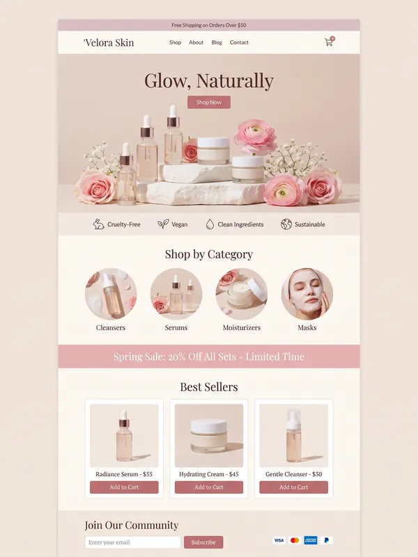Sample website design: Online shop