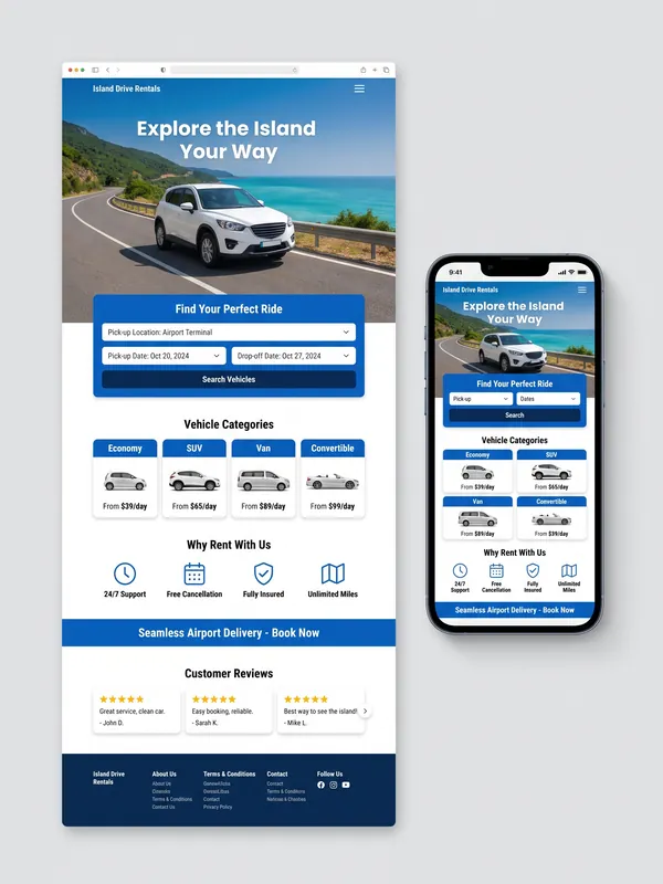 Sample website design: Car rental