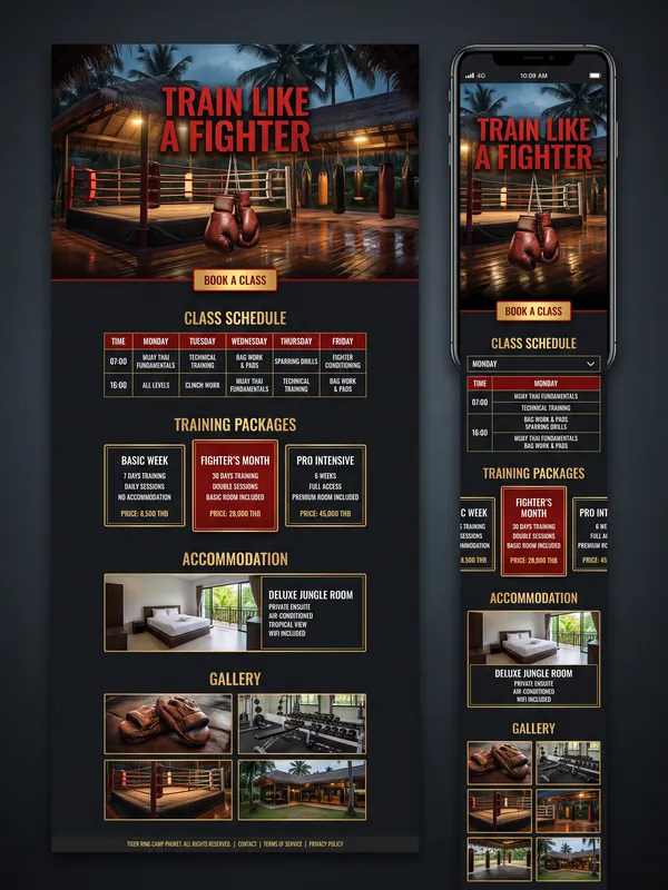 Sample website design: Muay Thai camp