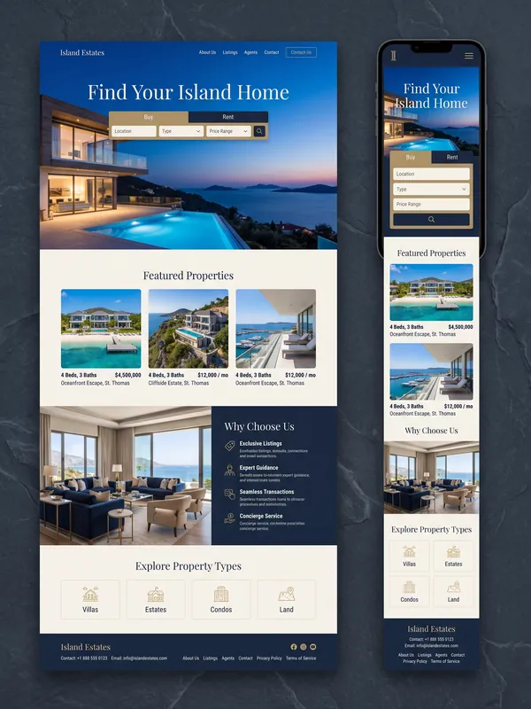 Sample website design: Real estate