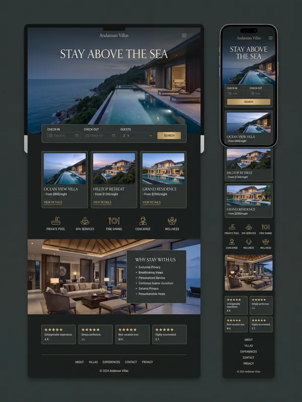 Sample website design: Resort & hotel