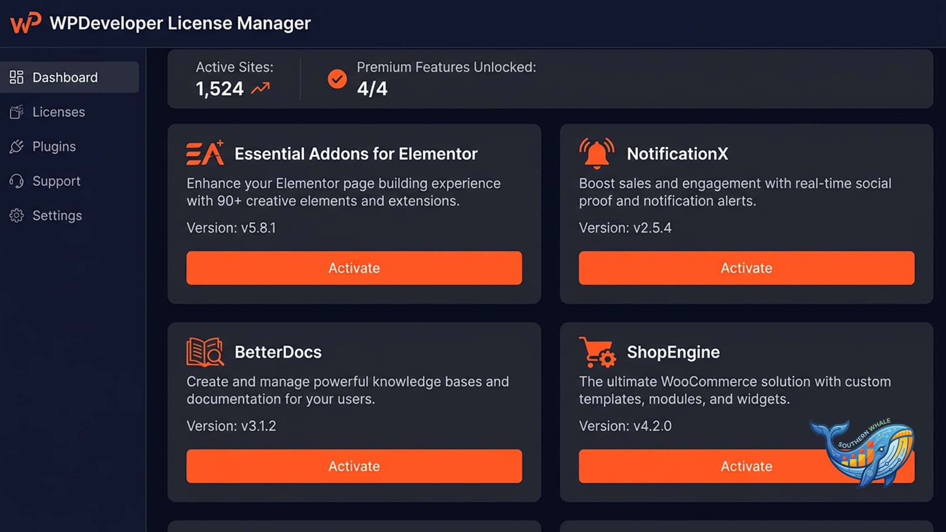 WPDeveloper All-Access bundle Essential Addons NotificationX BetterDocs WordPress plugin suite review and lifetime license activation by Southern Whale
