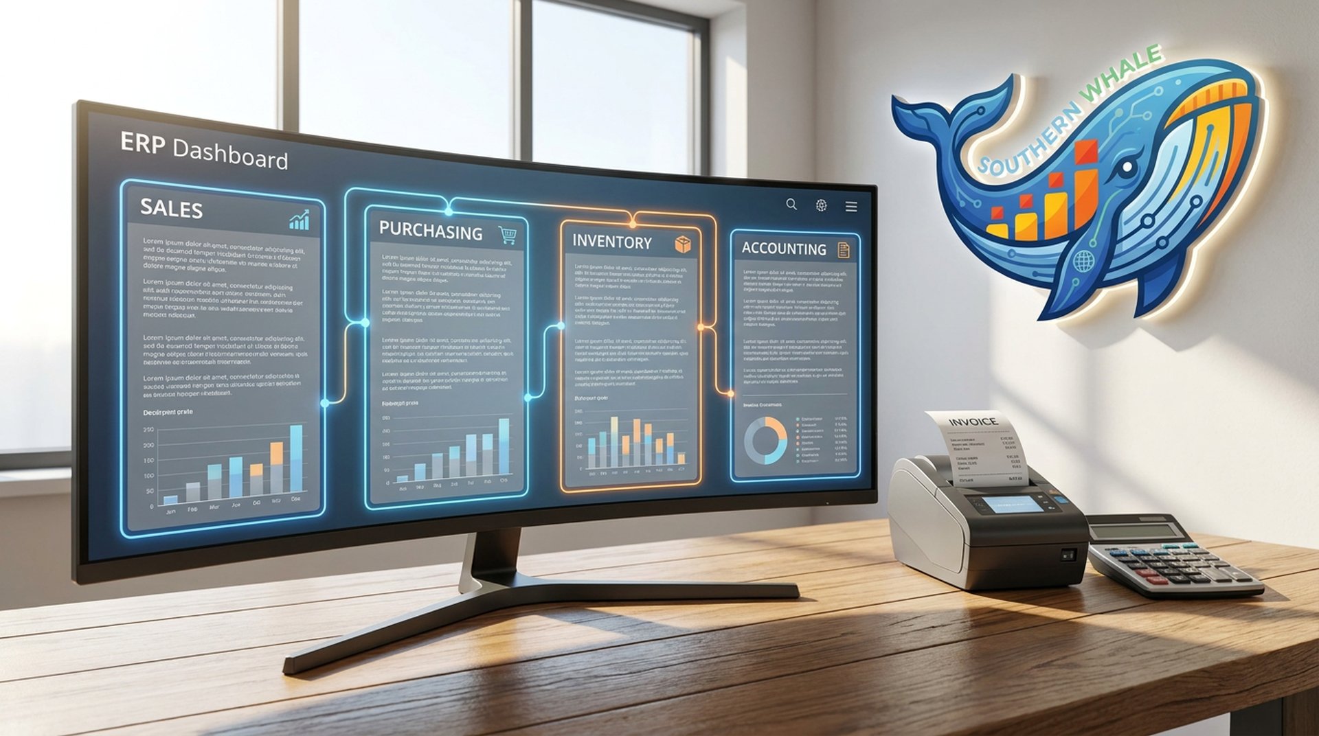 รับทำระบบ ERP สำหรับบริษัทและองค์กร — Southern Whale digital service for Southern Thailand
